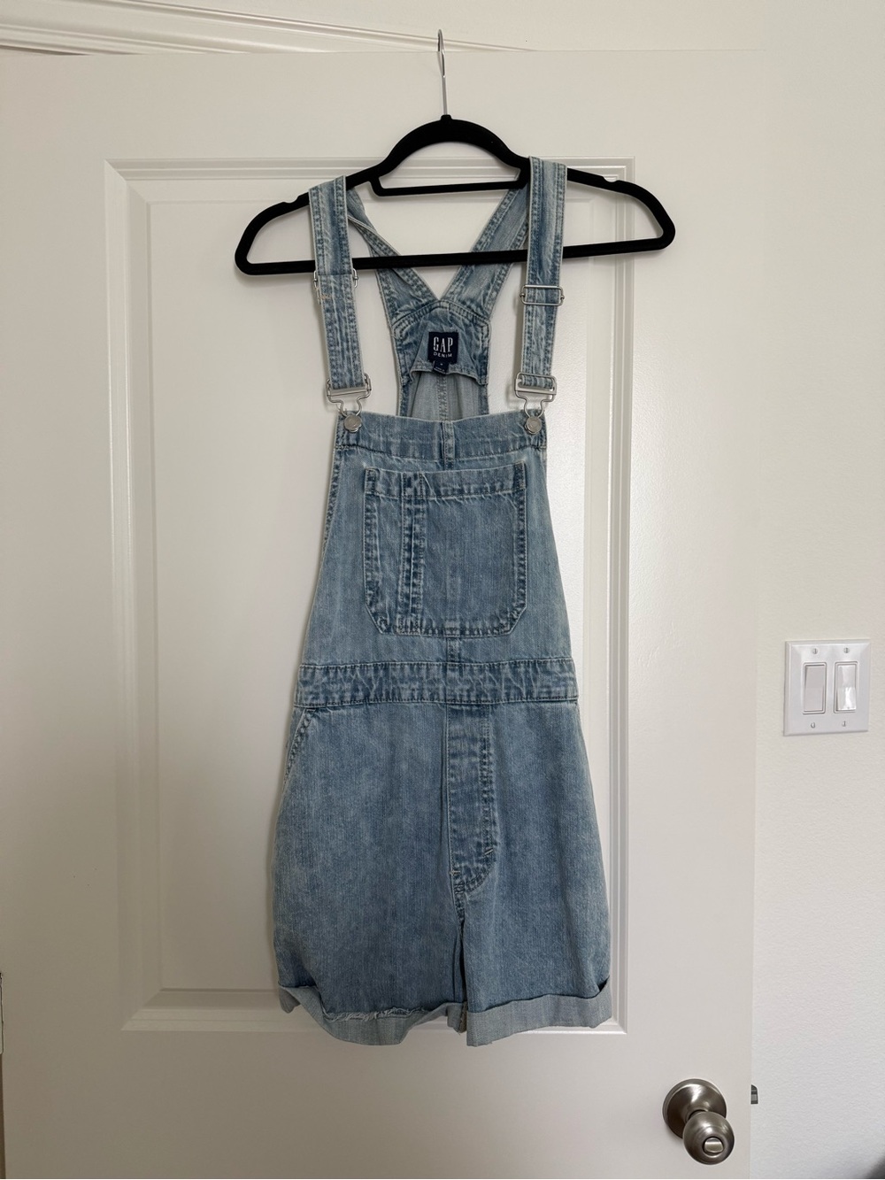 GAP Light Wash Denim Shortalls with Front Pocket